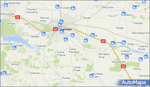 mapa Cienia-Folwark, Cienia-Folwark na mapie Targeo