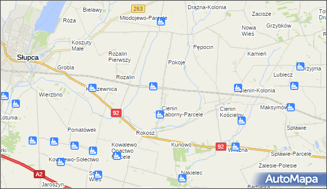 mapa Cienin Zaborny, Cienin Zaborny na mapie Targeo