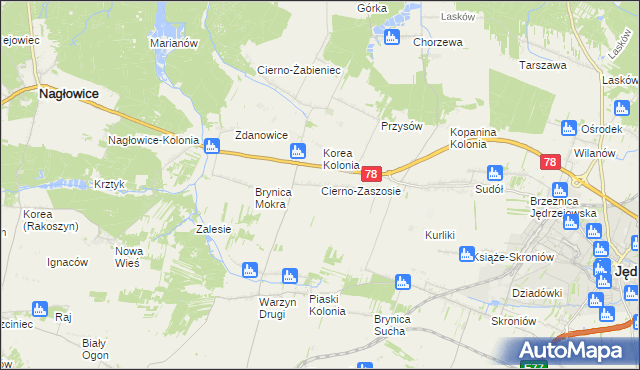 mapa Cierno-Zaszosie, Cierno-Zaszosie na mapie Targeo