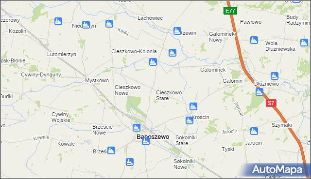 mapa Cieszkowo Stare, Cieszkowo Stare na mapie Targeo