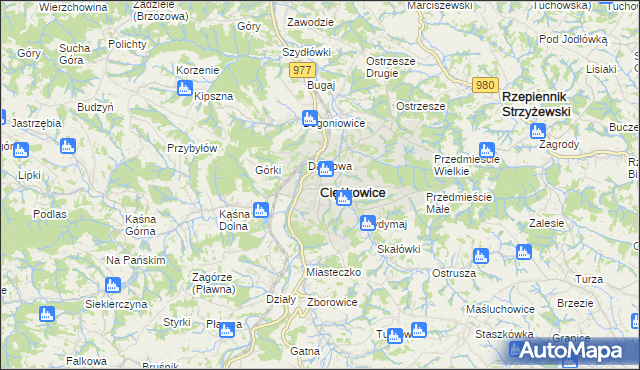 mapa Ciężkowice powiat tarnowski, Ciężkowice powiat tarnowski na mapie Targeo