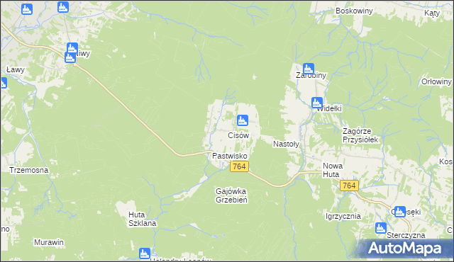 mapa Cisów gmina Daleszyce, Cisów gmina Daleszyce na mapie Targeo
