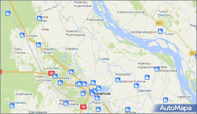 mapa Cudów, Cudów na mapie Targeo