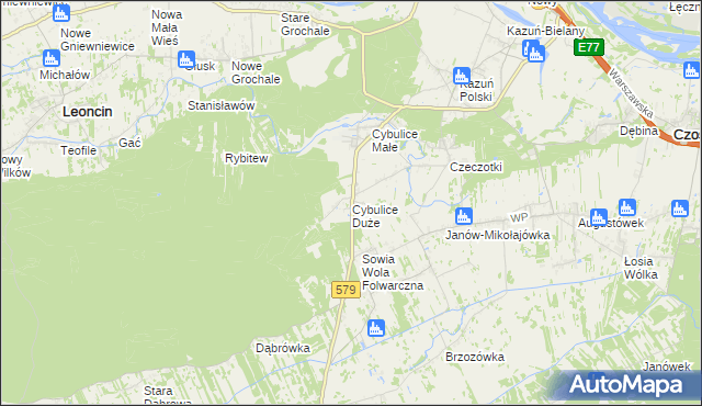 mapa Cybulice Duże, Cybulice Duże na mapie Targeo