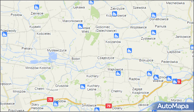 mapa Czajęczyce, Czajęczyce na mapie Targeo