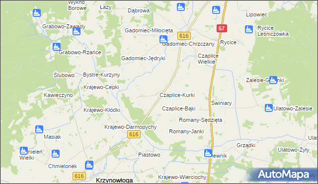 mapa Czaplice-Kurki, Czaplice-Kurki na mapie Targeo