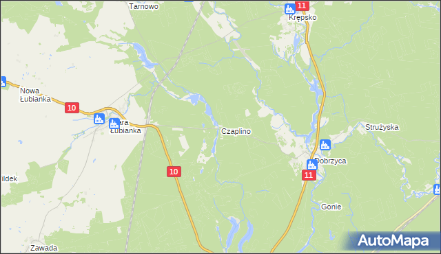mapa Czaplino gmina Szydłowo, Czaplino gmina Szydłowo na mapie Targeo