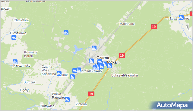 mapa Czarna Białostocka, Czarna Białostocka na mapie Targeo