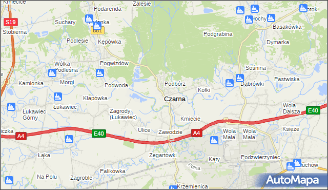 mapa Czarna powiat łańcucki, Czarna powiat łańcucki na mapie Targeo
