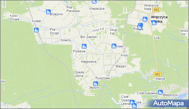mapa Czarna Wieś gmina Wręczyca Wielka, Czarna Wieś gmina Wręczyca Wielka na mapie Targeo