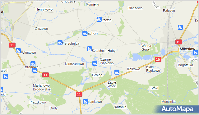 mapa Czarne Piątkowo, Czarne Piątkowo na mapie Targeo