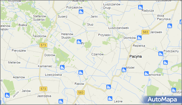 mapa Czarnów gmina Pacyna, Czarnów gmina Pacyna na mapie Targeo