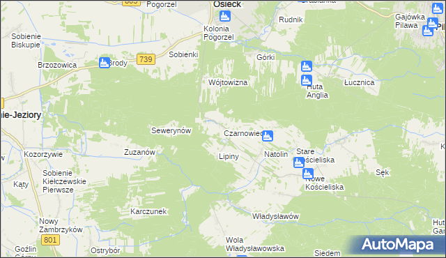 mapa Czarnowiec gmina Osieck, Czarnowiec gmina Osieck na mapie Targeo