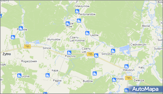 mapa Czarny Las gmina Żytno, Czarny Las gmina Żytno na mapie Targeo