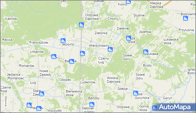 mapa Czarny Ług, Czarny Ług na mapie Targeo