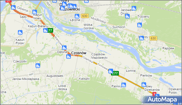 mapa Cząstków Mazowiecki, Cząstków Mazowiecki na mapie Targeo