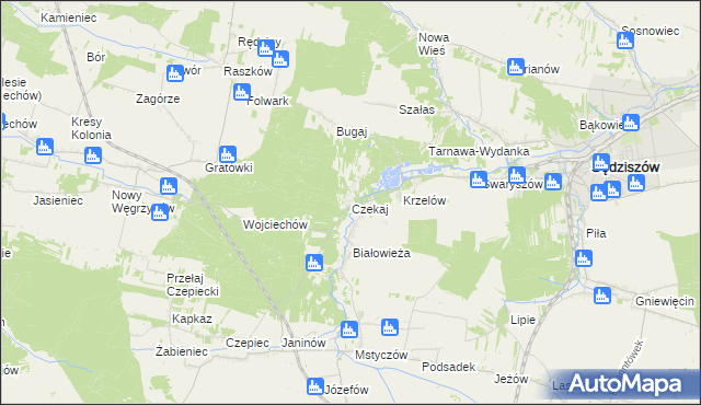 mapa Czekaj gmina Sędziszów, Czekaj gmina Sędziszów na mapie Targeo