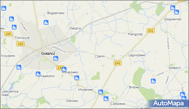 mapa Czerlin gmina Gołańcz, Czerlin gmina Gołańcz na mapie Targeo