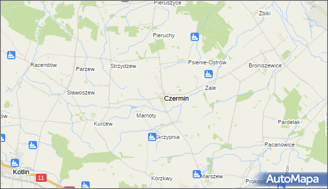 mapa Czermin powiat pleszewski, Czermin powiat pleszewski na mapie Targeo