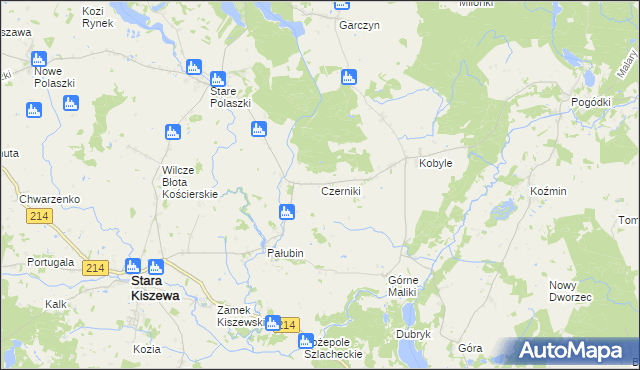 mapa Czerniki gmina Stara Kiszewa, Czerniki gmina Stara Kiszewa na mapie Targeo