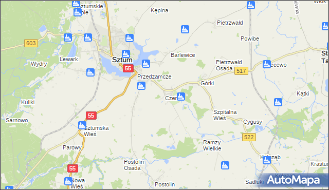 mapa Czernin gmina Sztum, Czernin gmina Sztum na mapie Targeo