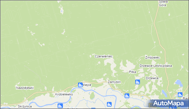 mapa Czerwieniec gmina Skwierzyna, Czerwieniec gmina Skwierzyna na mapie Targeo