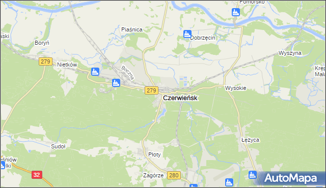 mapa Czerwieńsk, Czerwieńsk na mapie Targeo
