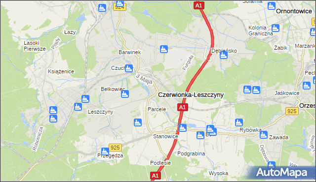 mapa Czerwionka-Leszczyny, Czerwionka-Leszczyny na mapie Targeo