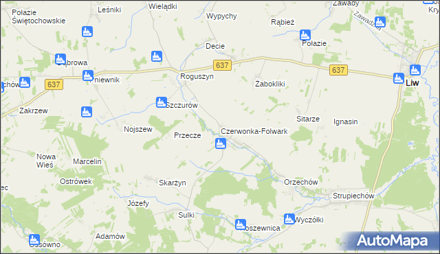 mapa Czerwonka-Folwark, Czerwonka-Folwark na mapie Targeo