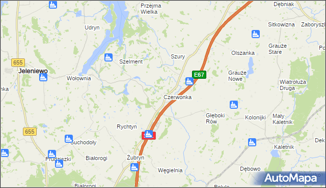 mapa Czerwonka gmina Szypliszki, Czerwonka gmina Szypliszki na mapie Targeo