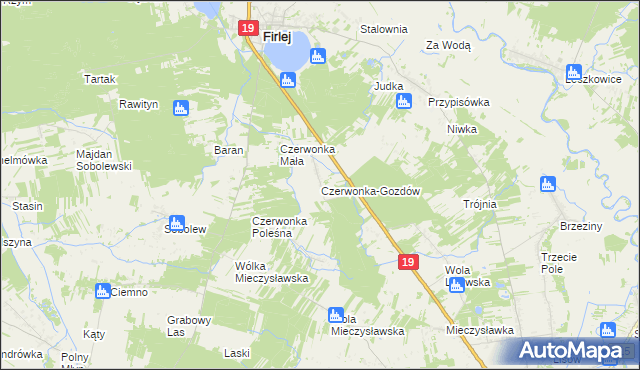 mapa Czerwonka-Gozdów, Czerwonka-Gozdów na mapie Targeo