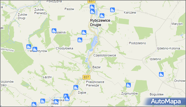 mapa Częstoborowice, Częstoborowice na mapie Targeo