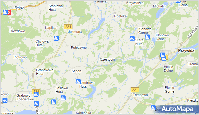 mapa Częstocin, Częstocin na mapie Targeo