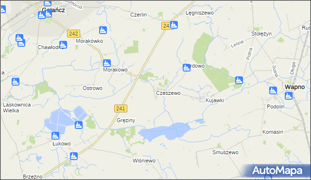 mapa Czeszewo gmina Gołańcz, Czeszewo gmina Gołańcz na mapie Targeo