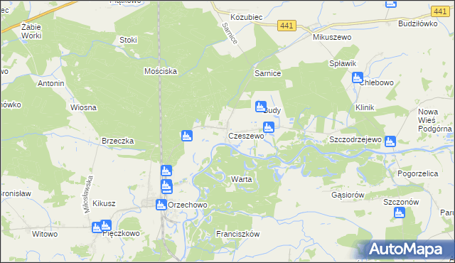 mapa Czeszewo gmina Miłosław, Czeszewo gmina Miłosław na mapie Targeo