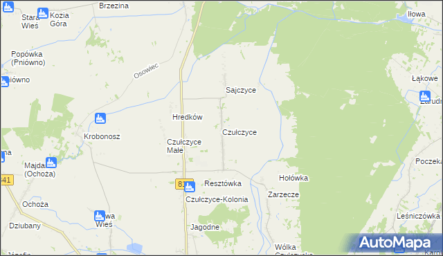 mapa Czułczyce, Czułczyce na mapie Targeo