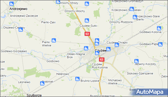 mapa Czyżew Ruś-Wieś, Czyżew Ruś-Wieś na mapie Targeo