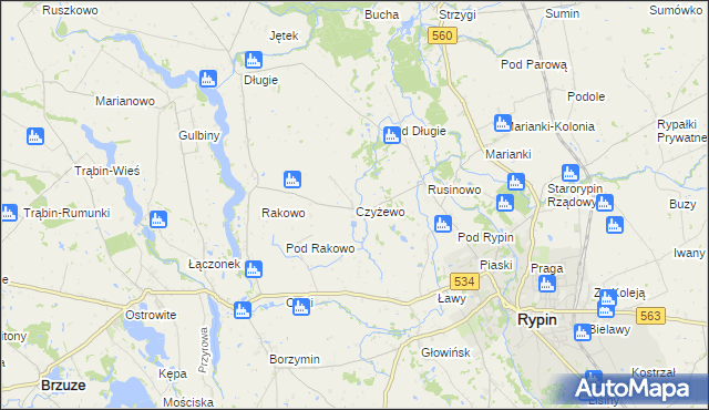 mapa Czyżewo gmina Rypin, Czyżewo gmina Rypin na mapie Targeo