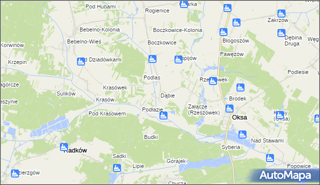 mapa Dąbie gmina Włoszczowa, Dąbie gmina Włoszczowa na mapie Targeo