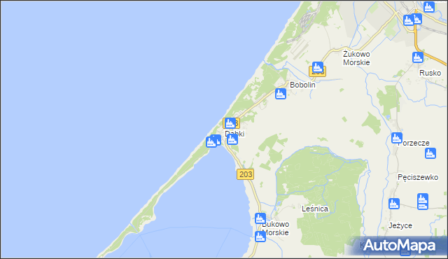 mapa Dąbki gmina Darłowo, Dąbki gmina Darłowo na mapie Targeo