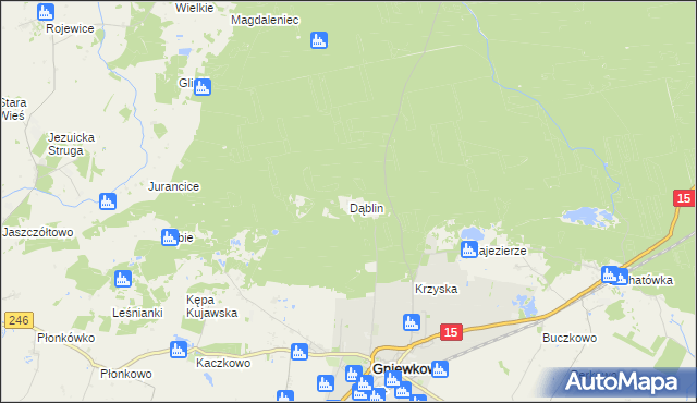 mapa Dąblin, Dąblin na mapie Targeo