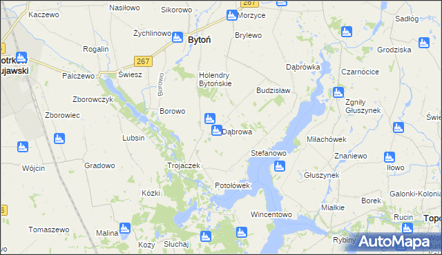 mapa Dąbrowa gmina Bytoń, Dąbrowa gmina Bytoń na mapie Targeo