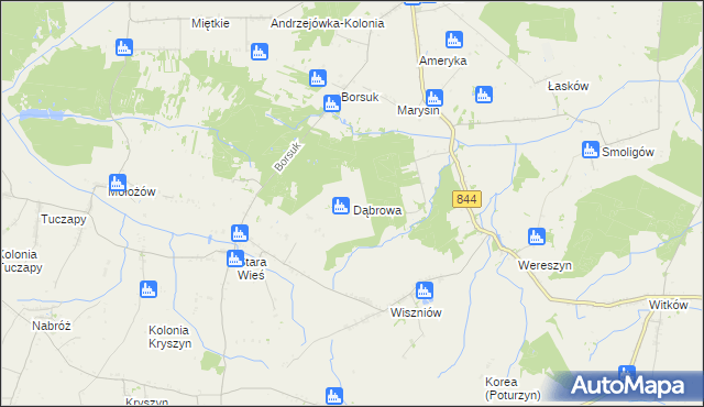 mapa Dąbrowa gmina Mircze, Dąbrowa gmina Mircze na mapie Targeo