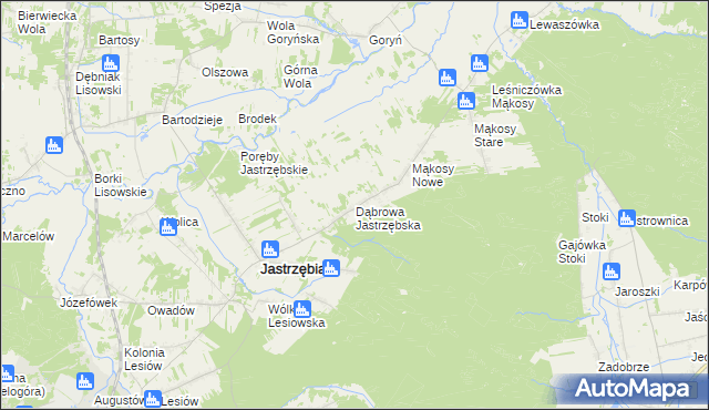 mapa Dąbrowa Jastrzębska, Dąbrowa Jastrzębska na mapie Targeo