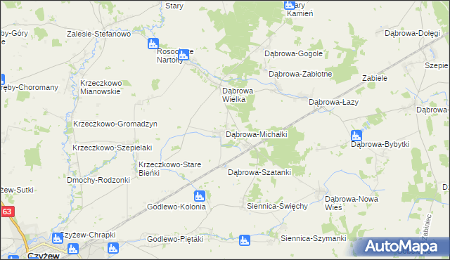 mapa Dąbrowa-Michałki, Dąbrowa-Michałki na mapie Targeo