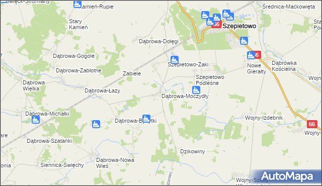 mapa Dąbrowa-Moczydły, Dąbrowa-Moczydły na mapie Targeo