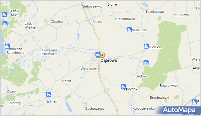 mapa Dąbrowa powiat mogileński, Dąbrowa powiat mogileński na mapie Targeo