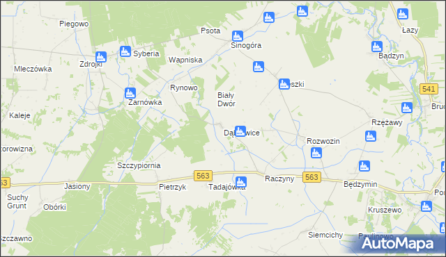 mapa Dąbrowice gmina Żuromin, Dąbrowice gmina Żuromin na mapie Targeo