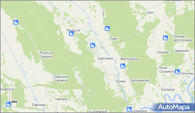 mapa Dąbrówka gmina Lelis, Dąbrówka gmina Lelis na mapie Targeo