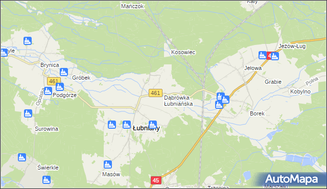 mapa Dąbrówka Łubniańska, Dąbrówka Łubniańska na mapie Targeo